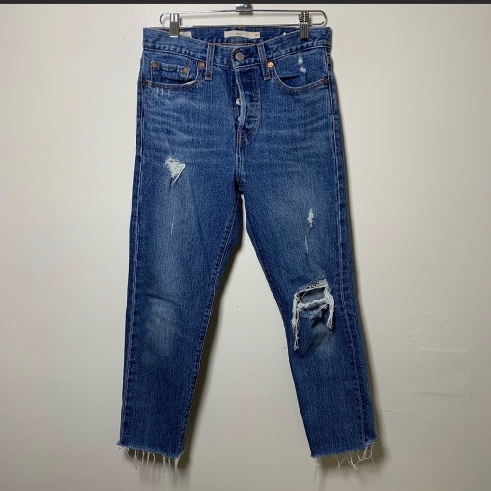 Levi’s Premium Distressed High Rise Button Fly Wedgie Jeans